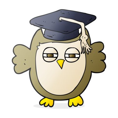 karikatür akıllı baykuş