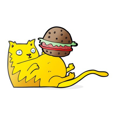 çizgi film şişman kedi burger ile
