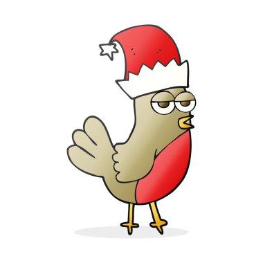 çizgi film robin Noel şapka içinde