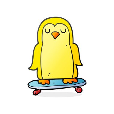 karikatür kuş kaykay üzerinde