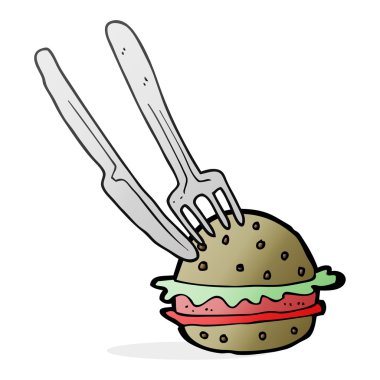 çizgi film bıçak ve çatal burger