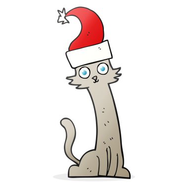 Noel şapka karikatür kedi