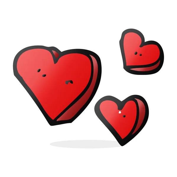 FreeHand ritade cartoon hjärtan — Stock vektor