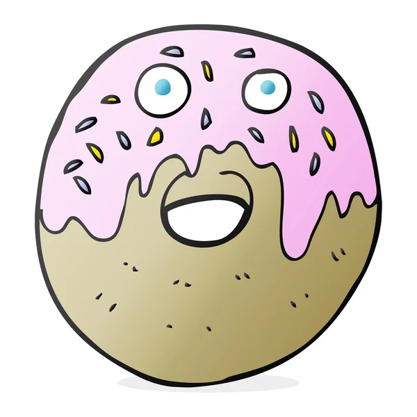 Donut dessin animé dessiné à la main libre — Image vectorielle