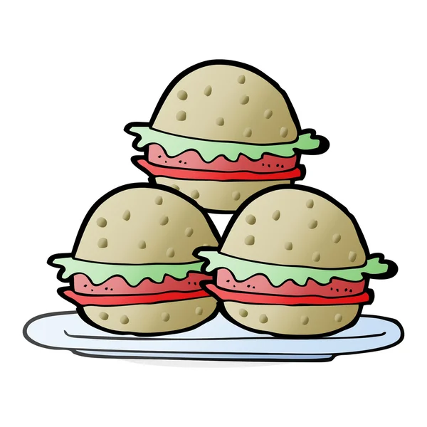 Rajzfilm lemez hamburgerek — Stock Vector