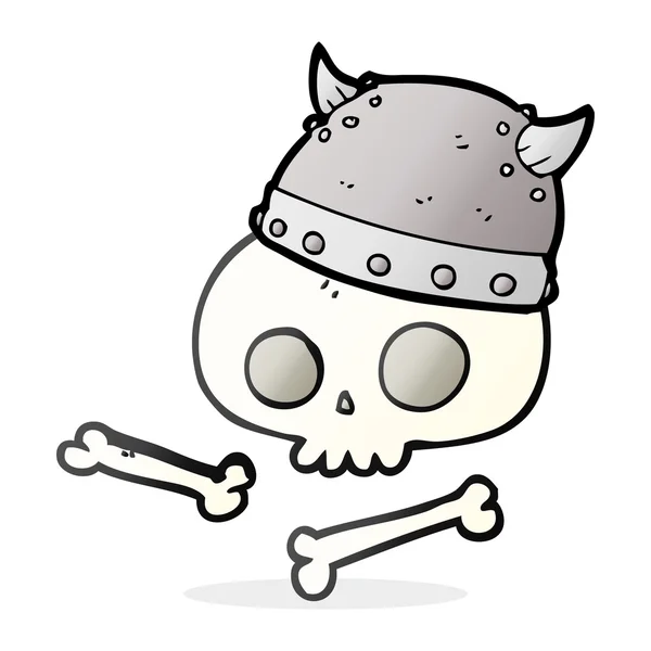 Cartoon viking helmet on skull — Stock Vector