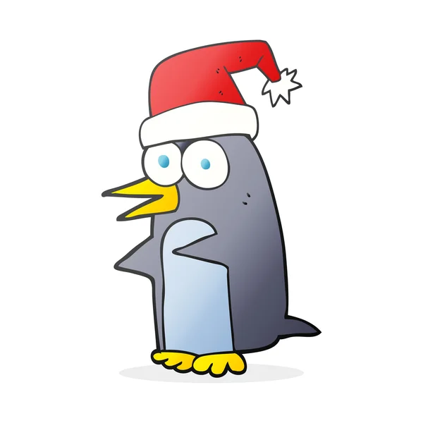 Pingüino de Navidad de dibujos animados — Vector de stock