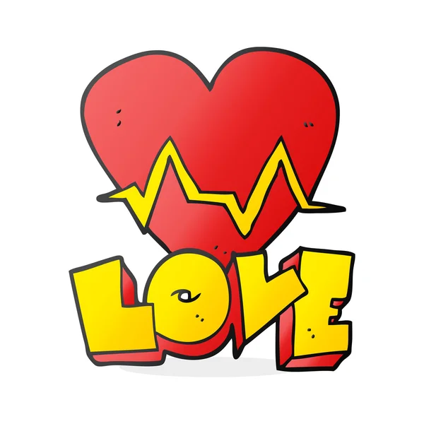 Cartoon coração frequência pulso amor símbolo —  Vetores de Stock