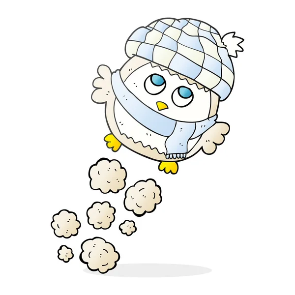 Dibujos animados lindo pequeño búho volando — Vector de stock