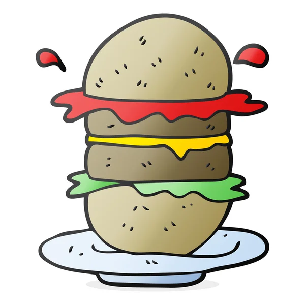 Hambúrguer desenho animado desenhado à mão livre — Vetor de Stock