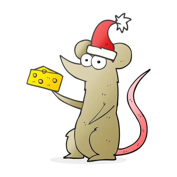 Dessin animé souris de Noël au fromage — Image vectorielle