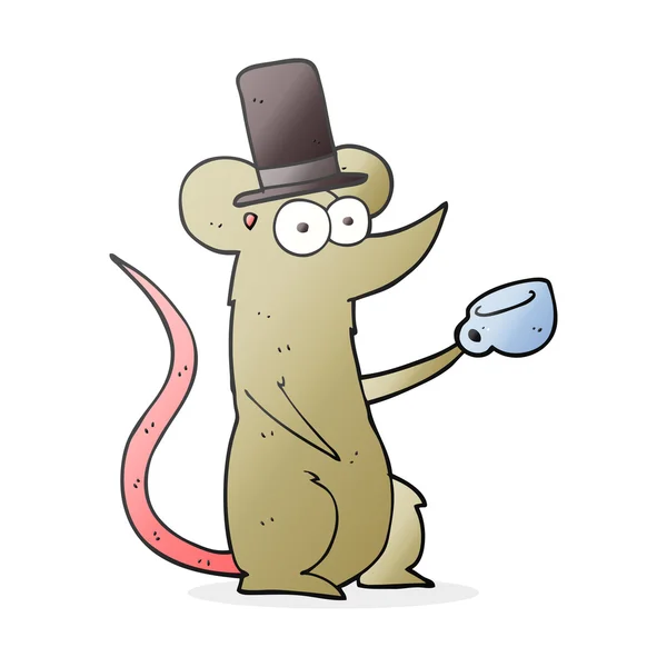 Ποντίκι καρτούν με Κύπελλο και κορυφή καπέλο — Διανυσματικό Αρχείο
