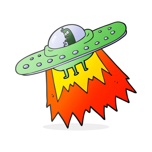 Fri hand dras cartoon ufo — Stock vektor