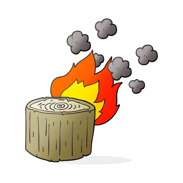 Cartoon burning log — Stock Vector