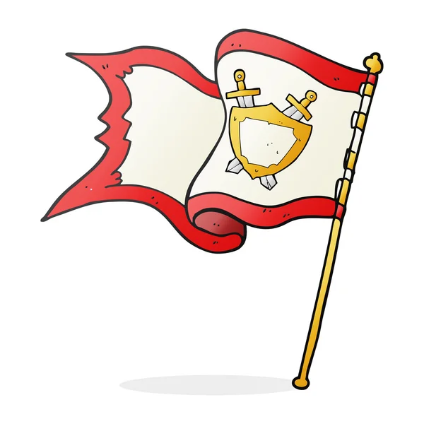 Bendera kartun berhembus angin - Stok Vektor