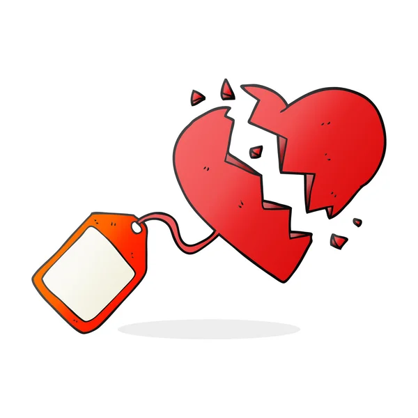 Cartoon luggage tag on broken heart — Stock Vector