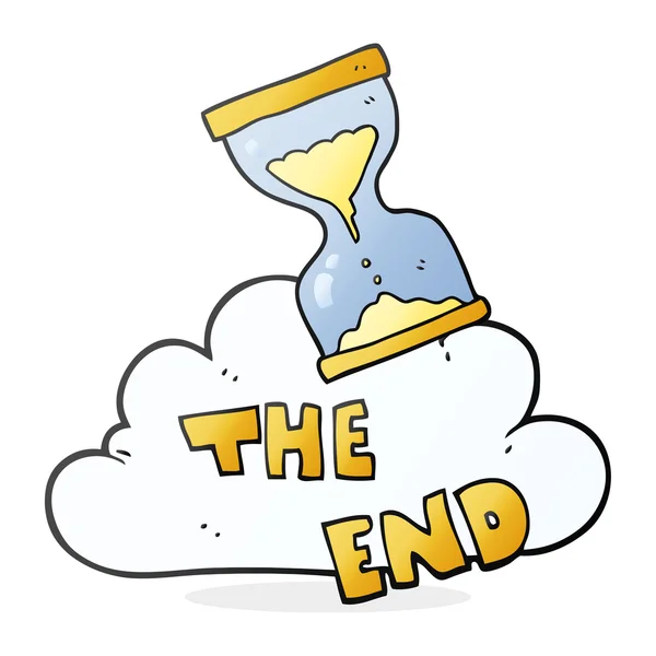 Cartoon zand timer zandloper het symbool van het einde — Stockvector