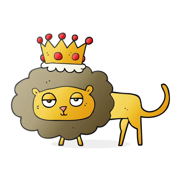 Cartoon lion with crown — Stock Vector