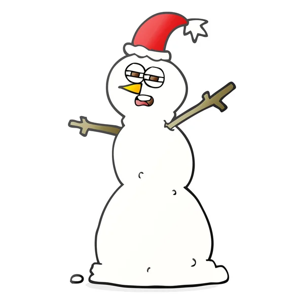 Cartoon unhappy snowman — Stock Vector