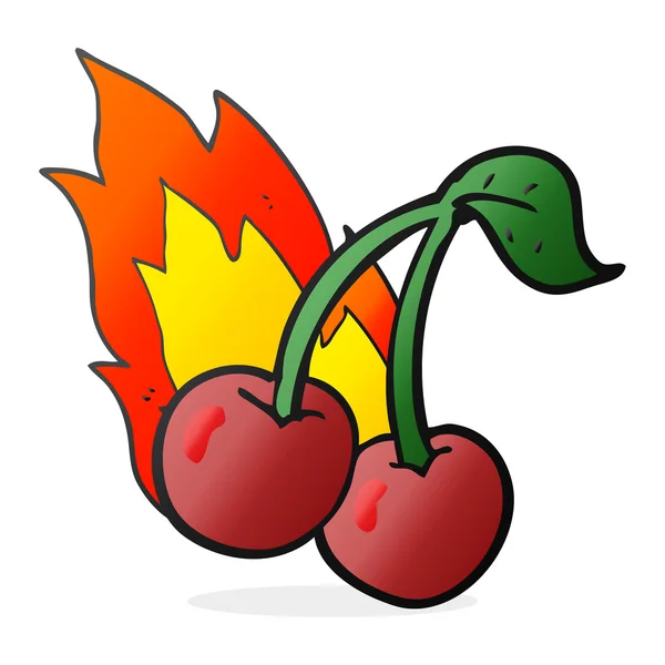 Cartoon flaming cherries — Stock Vector