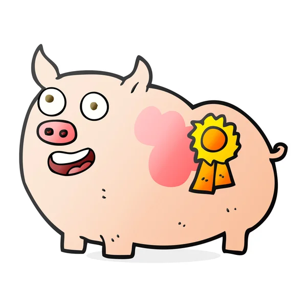 Cerdo ganador de un premio de dibujos animados — Archivo Imágenes Vectoriales