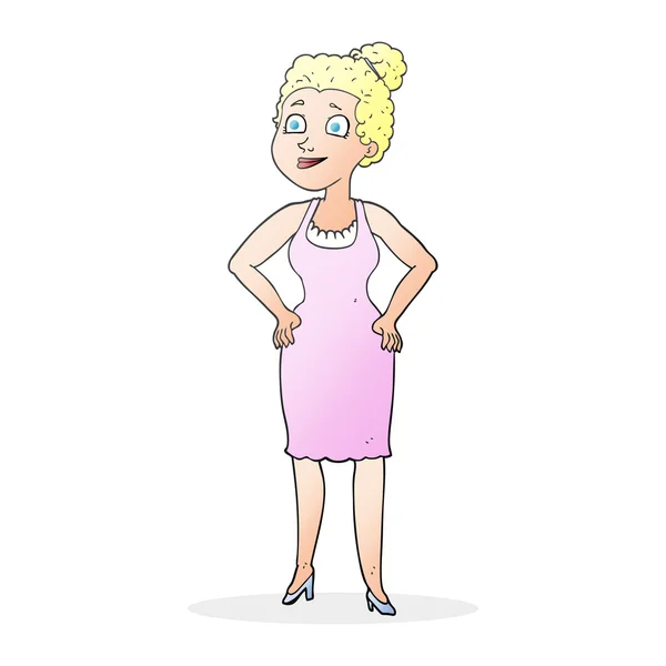 Cartoon vrouw dragen jurk — Stockvector