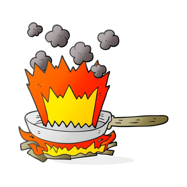 Γελοιογραφία τηγάνι στην πυρκαγιά — Διανυσματικό Αρχείο
