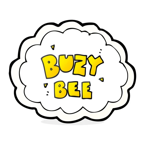 Dibujos animados abeja bullicioso símbolo de texto — Vector de stock