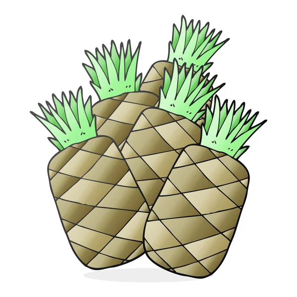 Ananas cartone animato disegnato a mano libera — Vettoriale Stock