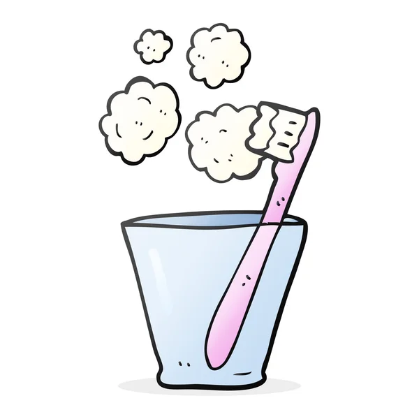 ガラスの漫画歯ブラシ — ストックベクタ