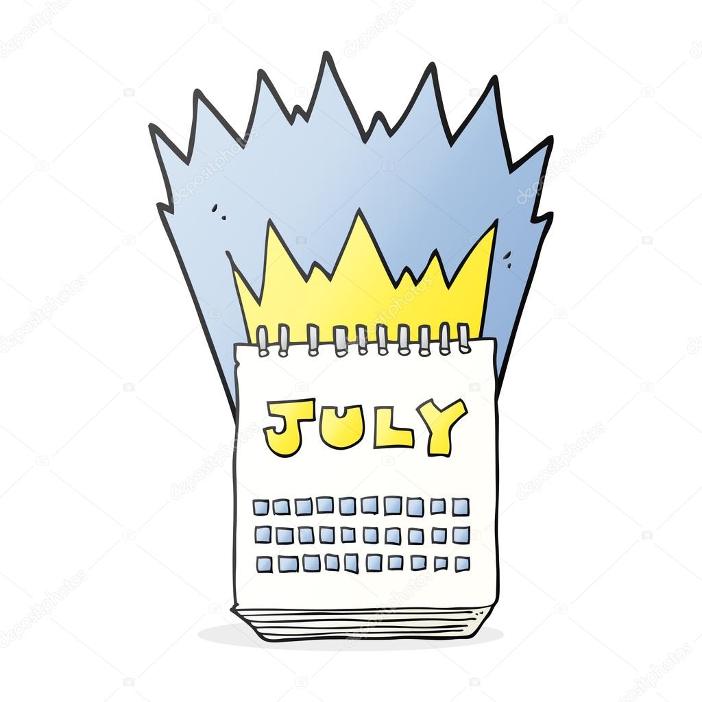 Calendario de dibujos animados que muestra el mes de julio vector, gráfico  vectorial © lineartestpilot imagen #101977478