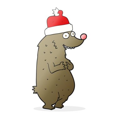 çizgi film ayı Noel şapka