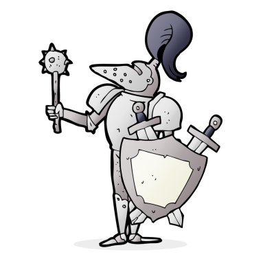 çizgi film Ortaçağ Şövalyesi ile kalkan