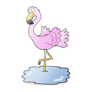 serbest çizilmiş karikatür flamingo
