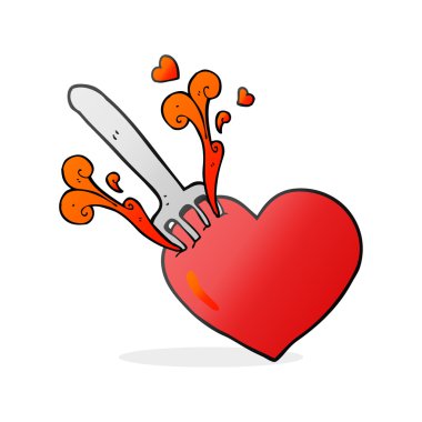 kalp karikatür çatal