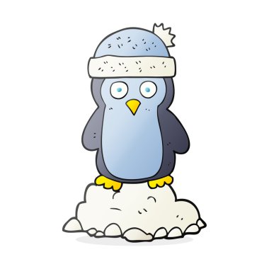 karikatür penguen giyiyor şapka