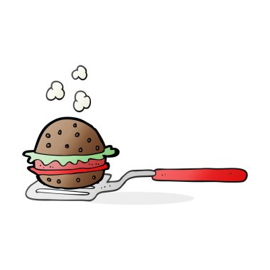 çizgi film spatula ile burger