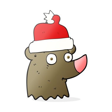 çizgi film ayı Noel şapka