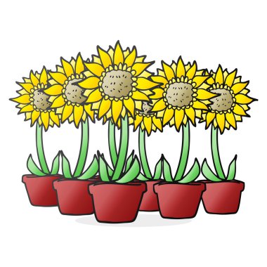 serbest çizilmiş karikatür ayçiçeği