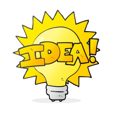 çizgi film fikir ampul simgesi