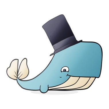 Silindir şapka karikatür balina