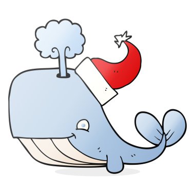 çizgi film balina giyen Noel şapka