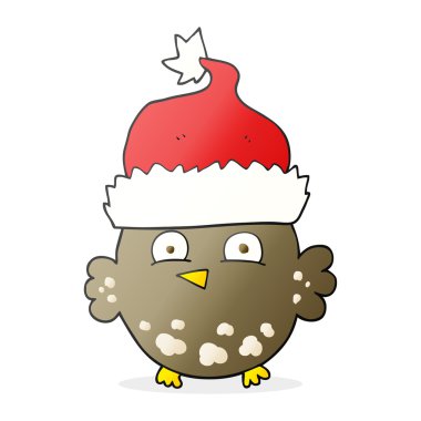 çizgi film baykuş giyen Noel şapka