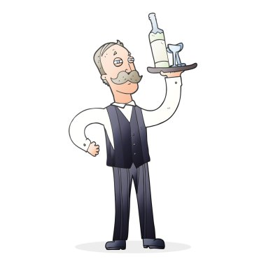 serbest çizilmiş karikatür garson