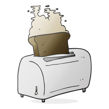 serbest çizilmiş karikatür ekmek kızartma makinesi