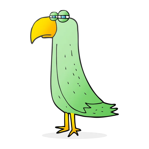 자유롭게 그려진된 만화 앵무새 — 스톡 벡터
