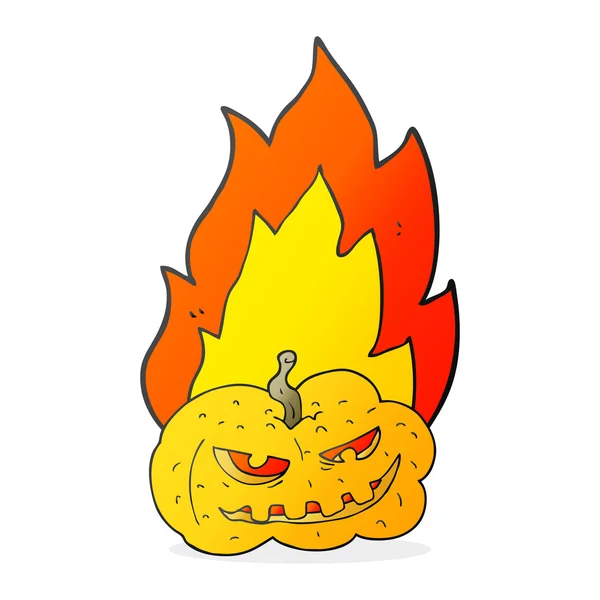 Calabaza de Halloween llameante de dibujos animados — Vector de stock