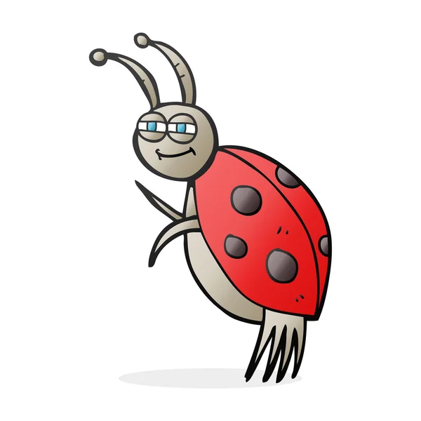 Serbest çizilmiş karikatür uğur böceği — Stok Vektör