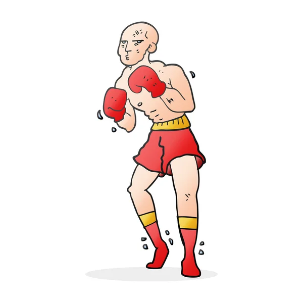 Pugilista desenho animado à mão livre — Vetor de Stock