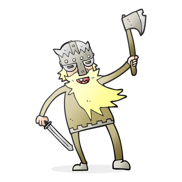Cartoon viking warrior — Stockvector